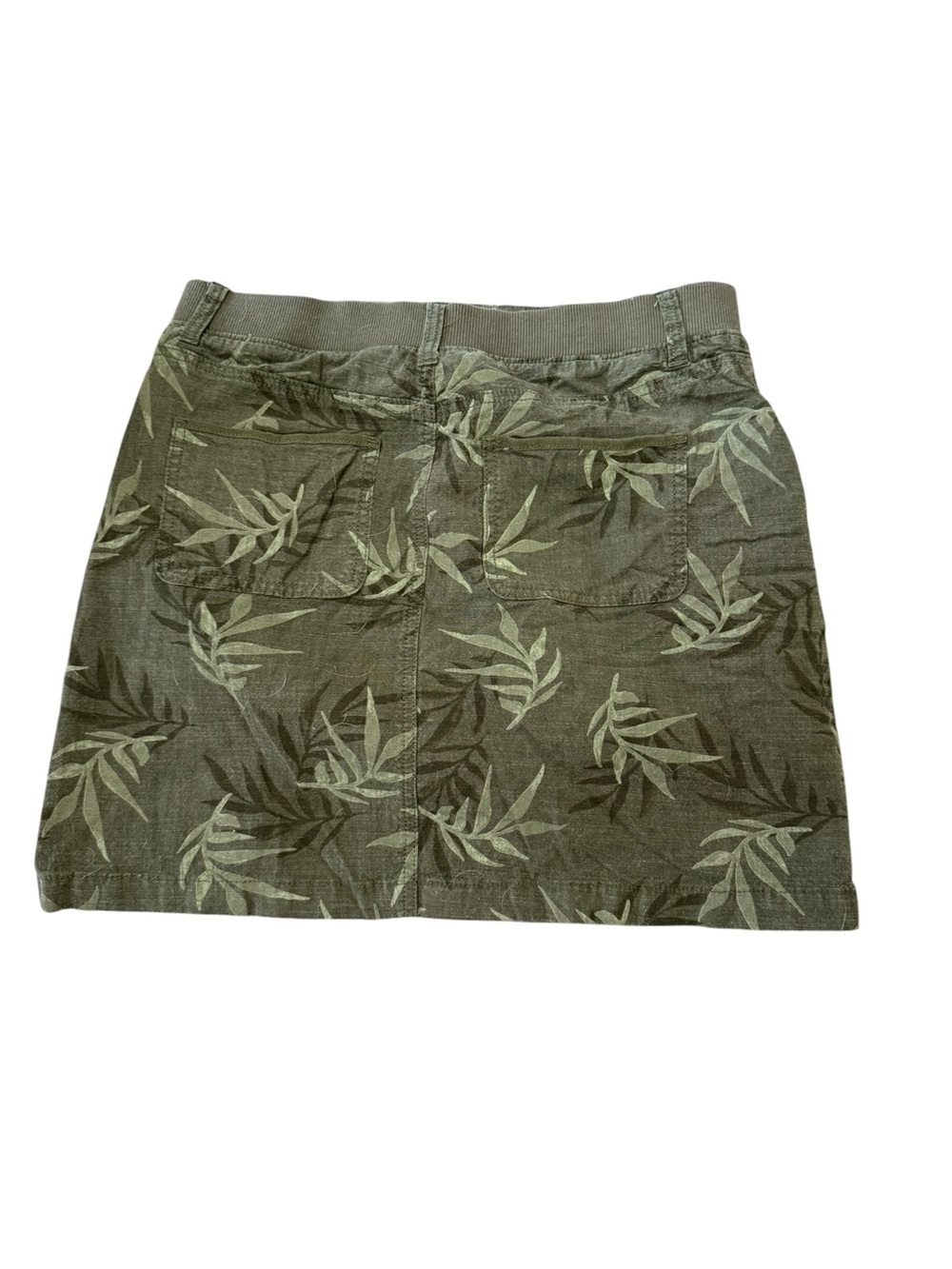 Croft & Barrel Olive Green Leaf Print Utility Skirt Size 10 - Picture 2 of 3